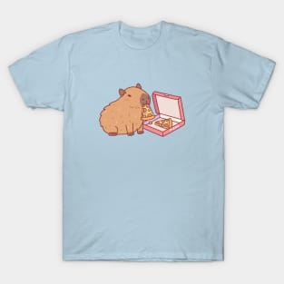 Cute Capybara Eating Pizza T-Shirt